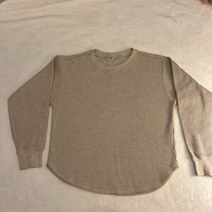 UNIQLO Oatmeal Long Sleeve Waffle Knit Top (XS)